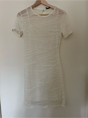 Vintage Ineptie by Laetitia Hecht French Designer Sheer Raised Seam Midi Dress S